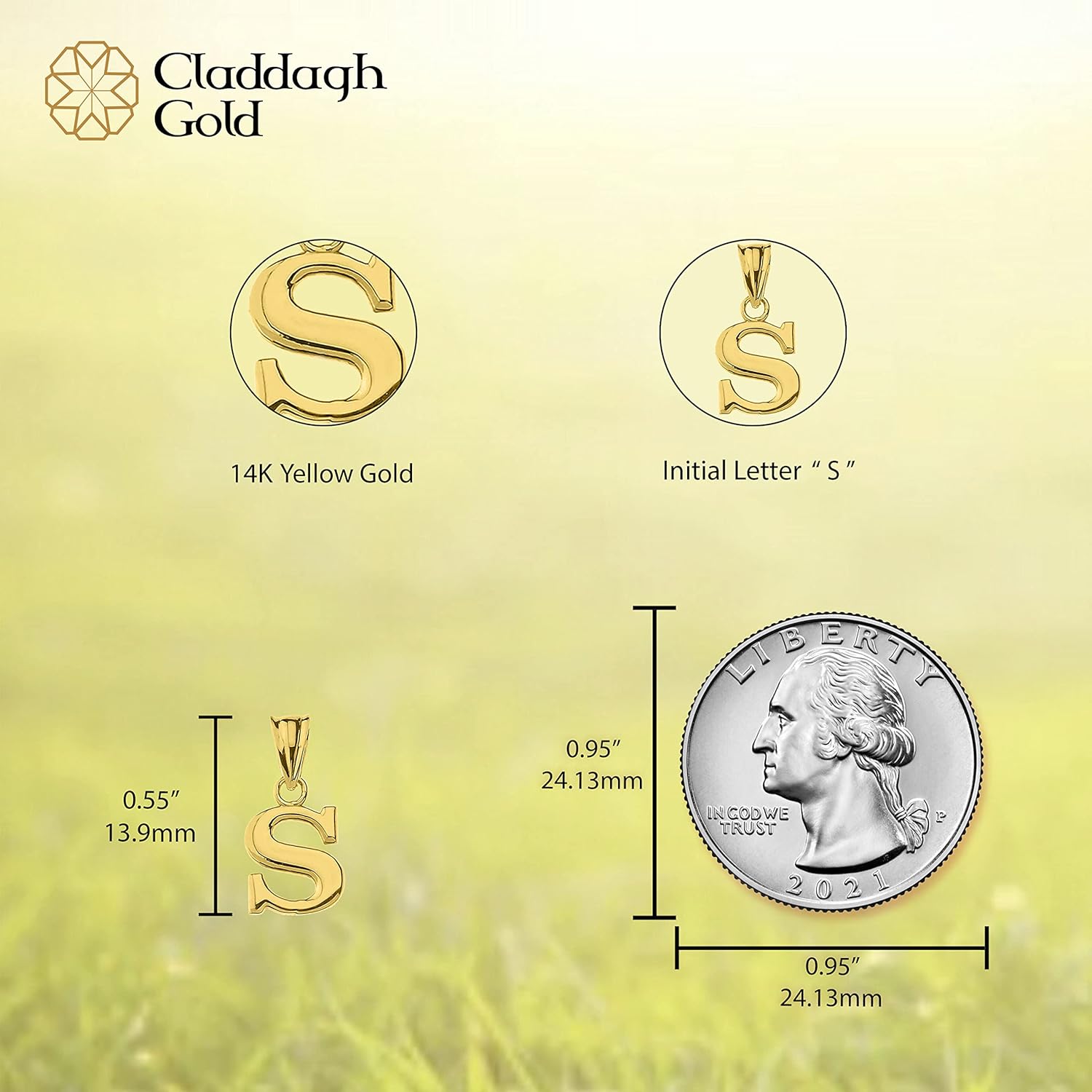 14K Yellow Gold Fine Mini Dangling Initial A-Z Charm 1/2" Pendant - Choice of Initial Letter - Image 4