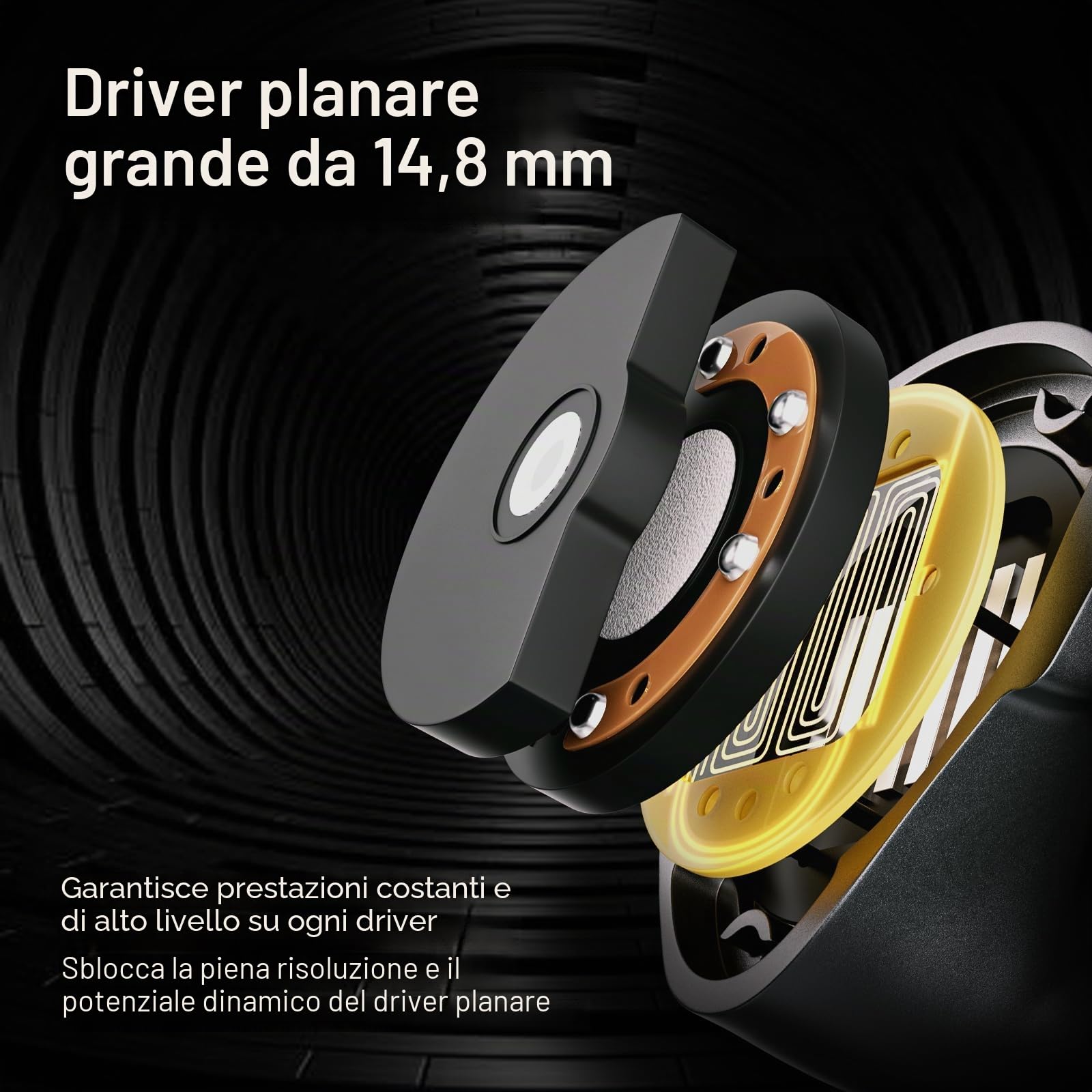 Letshuoer Auricolari S12 Ultra Hi-Fi IEM 14,8 mm con driver magnetico planare grande, monitor in-ear con cavo in rame placcato argento (moka, connettore da 3,5 mm/4,4 mm)