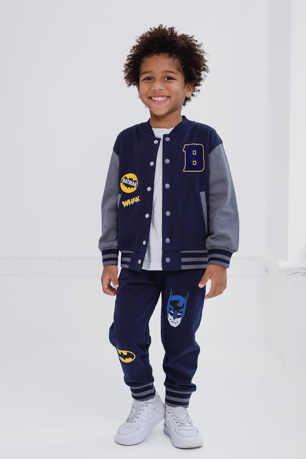 DC Comics Justice League Fleece Varsity Bomber Jacket and Jogger Pants Outfit Set Toddler to Big Kid Sizes (2T - 14-16)