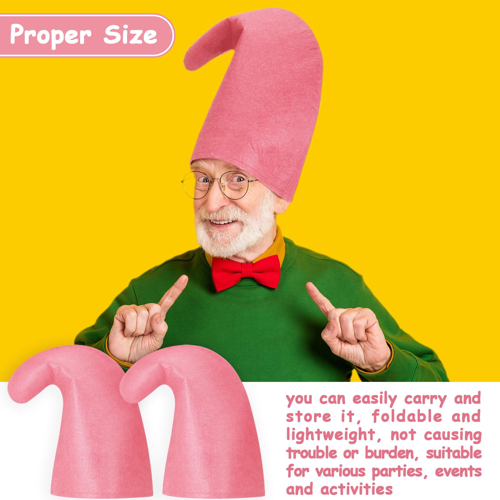 SATINIOR 2 Pcs Carnival Gnome Hats Funny Felt Dwarf Hats Accessory for Fancy Mardi Gras Carnival Christmas Dress Costume Gnome Cosplay Party - Image 4