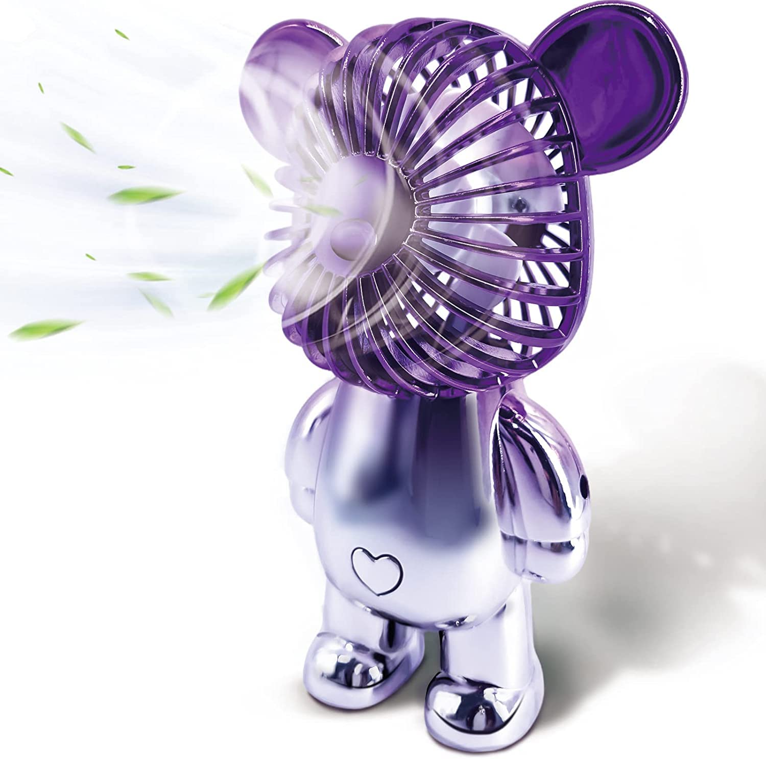 Prime 3 Speed Adjustable Colored Bear Shaped Fan Mini Portable Small Pocket Fan USB Rechargeable Desk Fan for Kids and Adults for Indoor Outdoor Use Pack Of 1