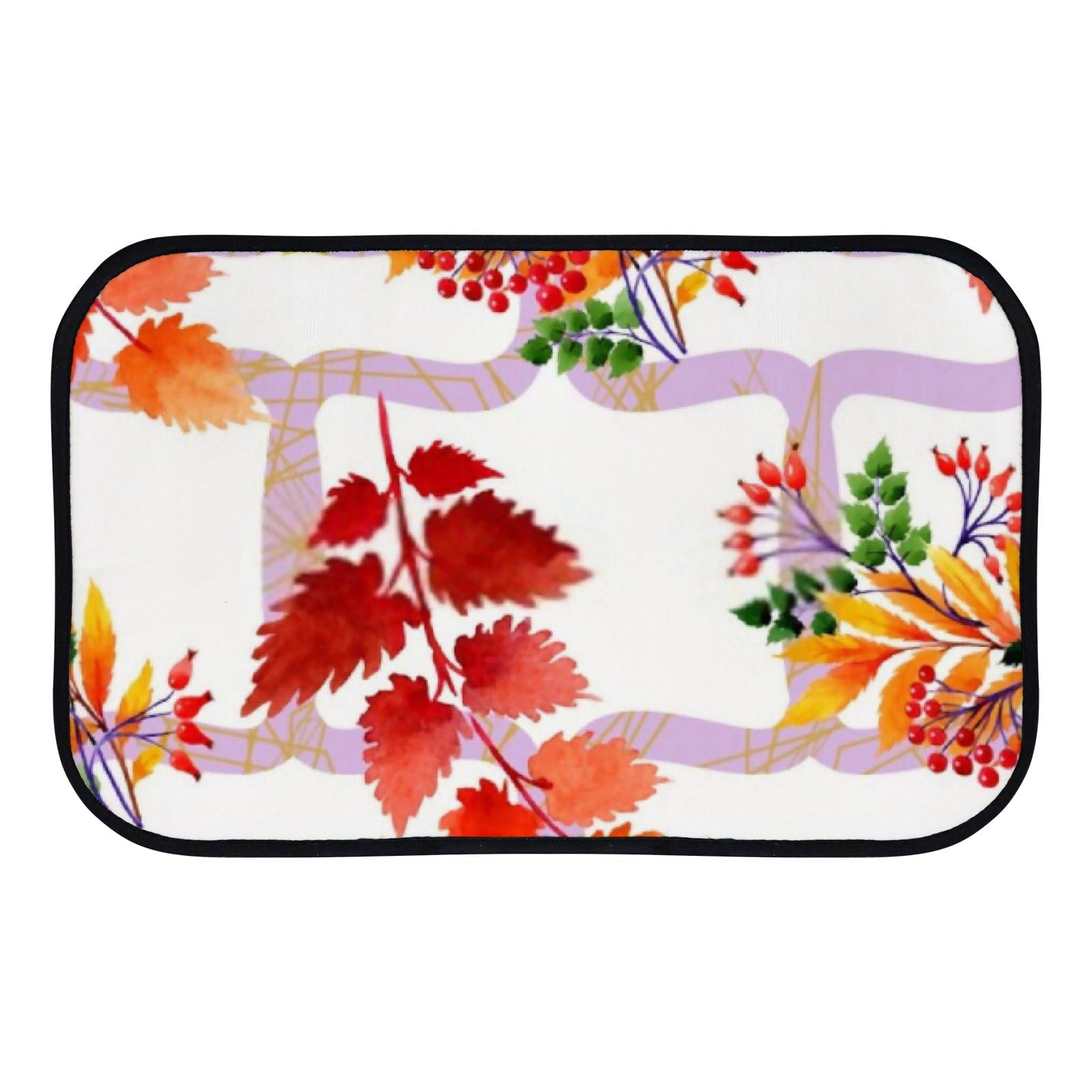 Nuansexi Bathroom Rugs Watercolor Autumn Leaves Floor Mats Non Slip Bathmat Doormat Tub Mat Coral Velvet Absorbent Entrance Carpet Mats Machine Washable Bedroom Decor