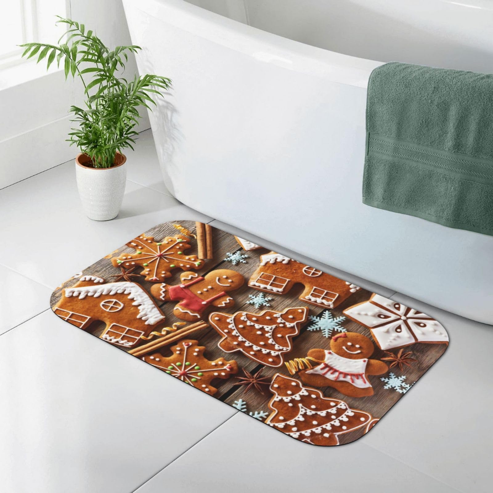 Alfombrilla de ducha de tierra de diatomeas suave de 50x80 cm con diseño de galletas