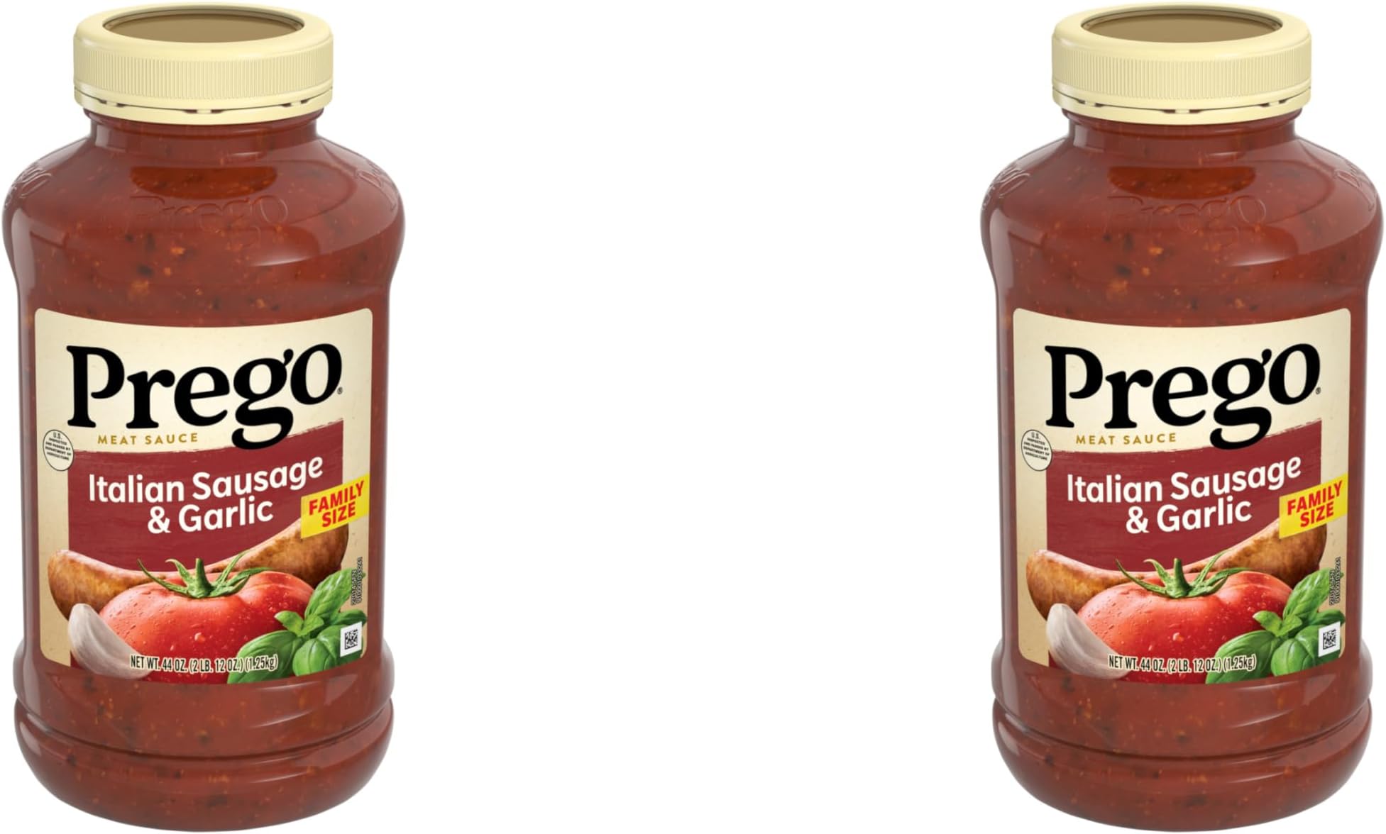 Prego Italian Sausage and Garlic Meat Sauce, 44 OZ Jar (Pack of 2)