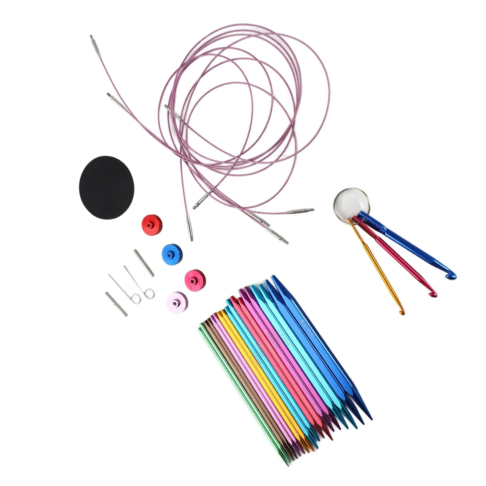 Juego de agujas de tejer circulares de aluminio, cuadradas y coloridas, para una experiencia de tejido versátil