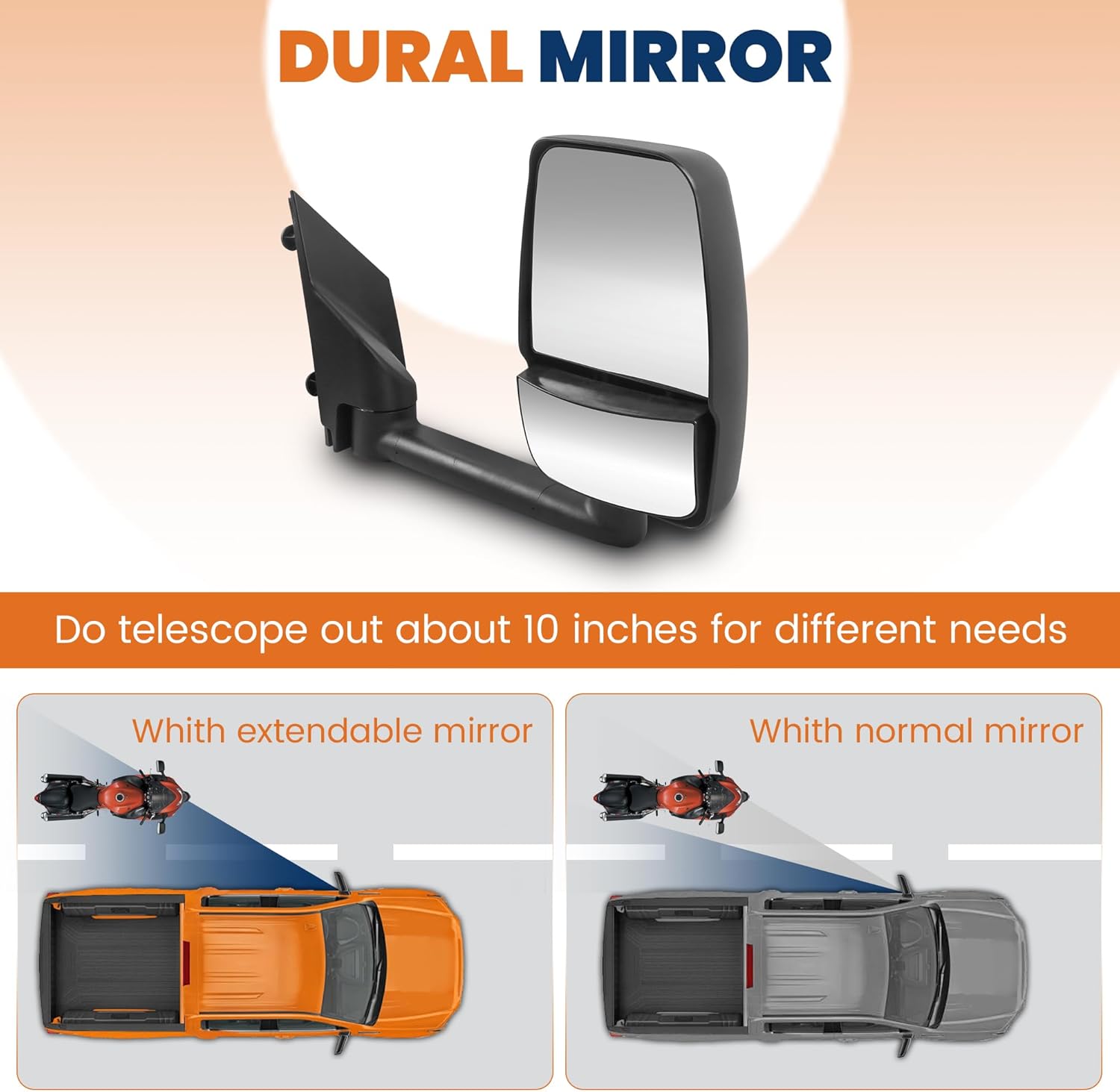 Towing Mirrors Pair Compatible with 2003-2017 Chevy Express 1500/2500/3500 Compatible with 2003-2017 GMC Savana 1500/2500/3500 Van Manual Adjustment Folding Black Driver & Passenger Side