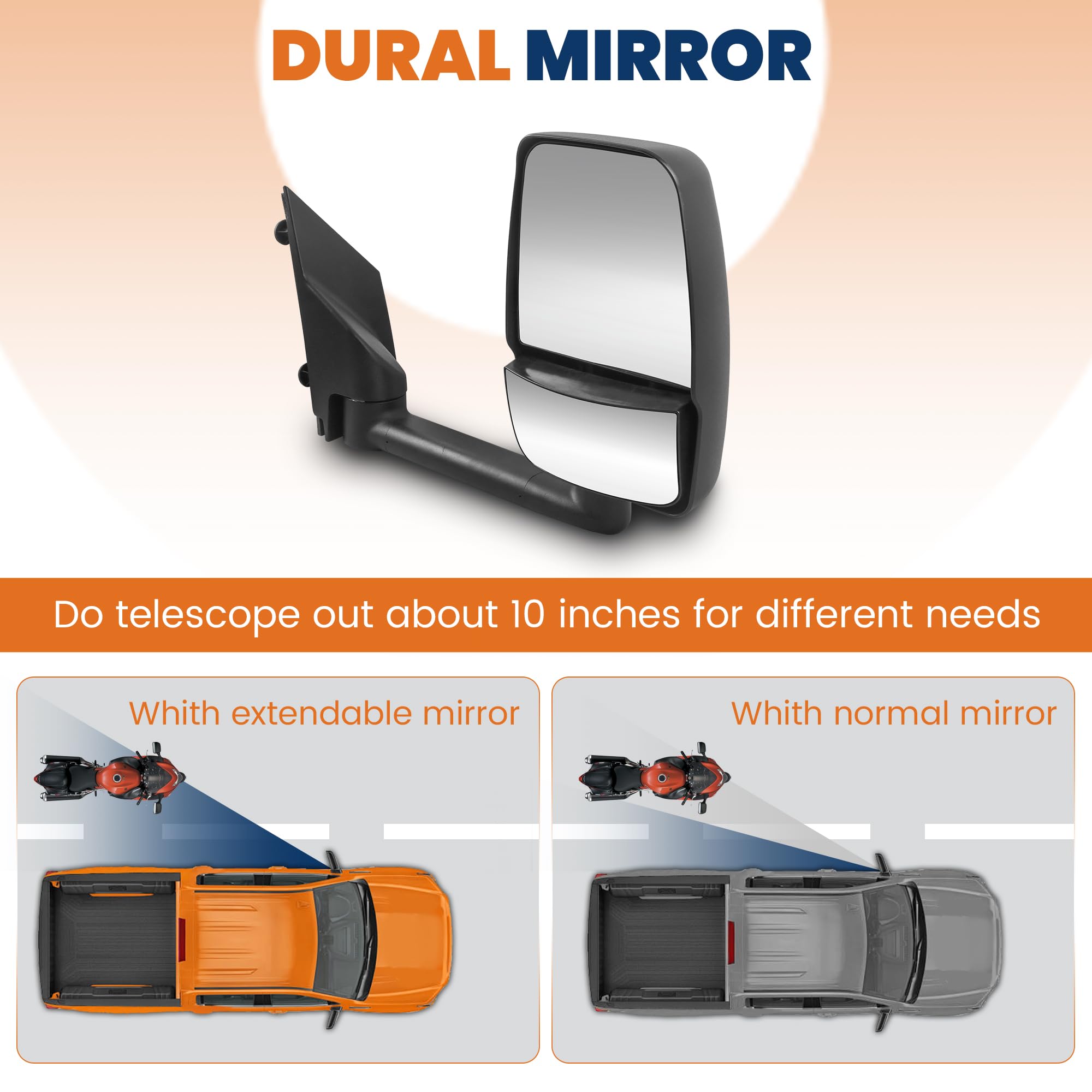 Passenger Side Tow Mirror For 2003-2017 Chevy Express & GMC Savana - Manual Fold - Black
