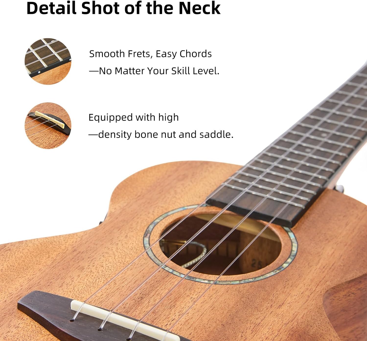 TOM 23″ Concert Electric Ukulele - with UK-500T Pro EQ & Tuner (LCD Display), Solid Mahogany Top, for Beginners & Performers. Complete Kit Includes Bag, Strap, Capo