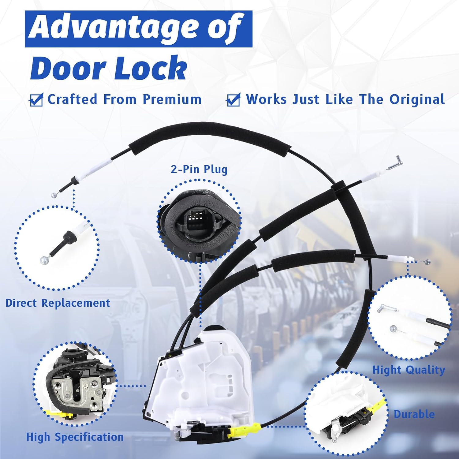 Door Lock Actuator Rear Left Driver Side Compatible with 2020-2025 Nissan Sentra S SR SV, Door Latch Replacement 82501-6LE0A 825016LE0A 931-197 931197