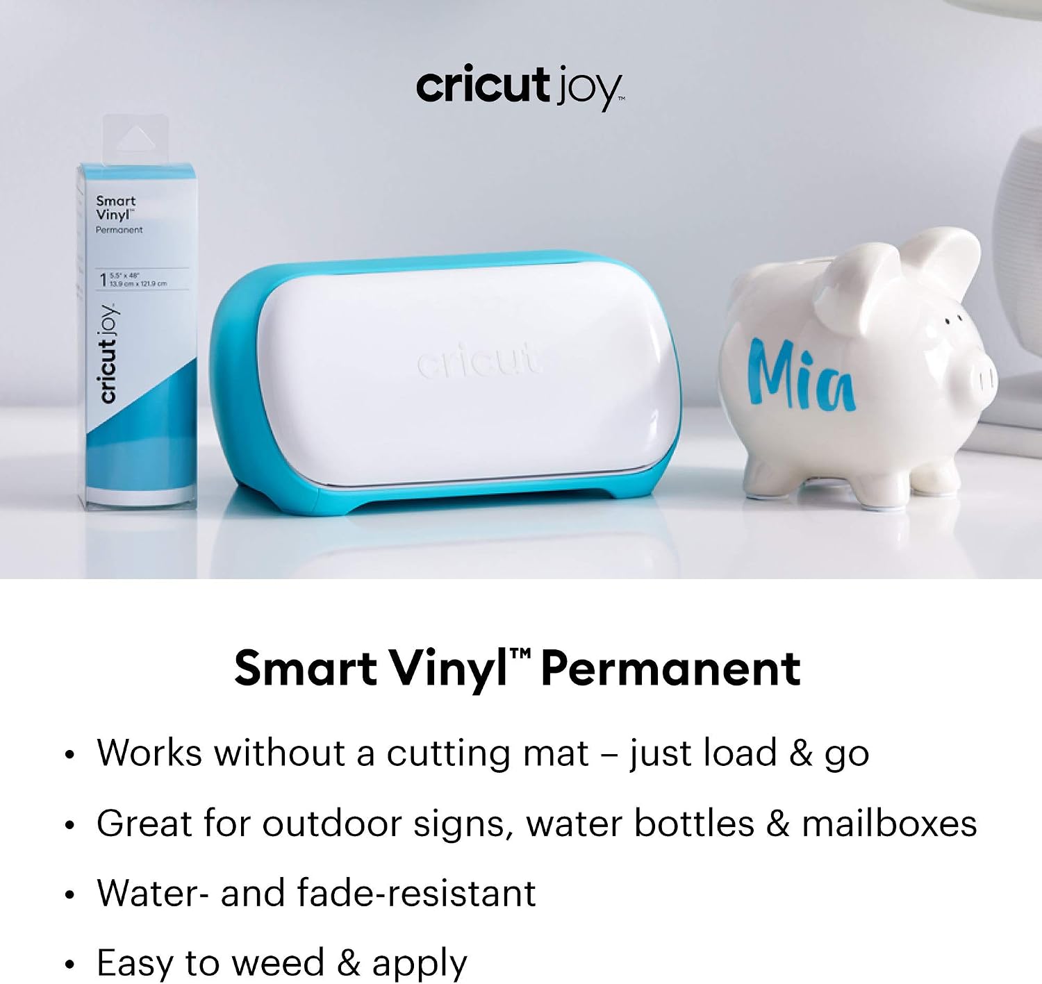 Cricut Joy Smart Permanent Vinyl, Powder Blue - 4ft Roll (5.5' x 48'), Glossy Finish - Compatible Joy Machine, Matless Cutting for Long cuts (4ft Shapes, 20ft Repeated cuts)