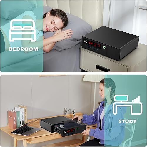 Miniatura 7 de Pistola deslizante de acceso rápido para pistola con pantalla LCD de temperatura, humedad, tiempo, advertencia de batería baja, estado de desbloqueo