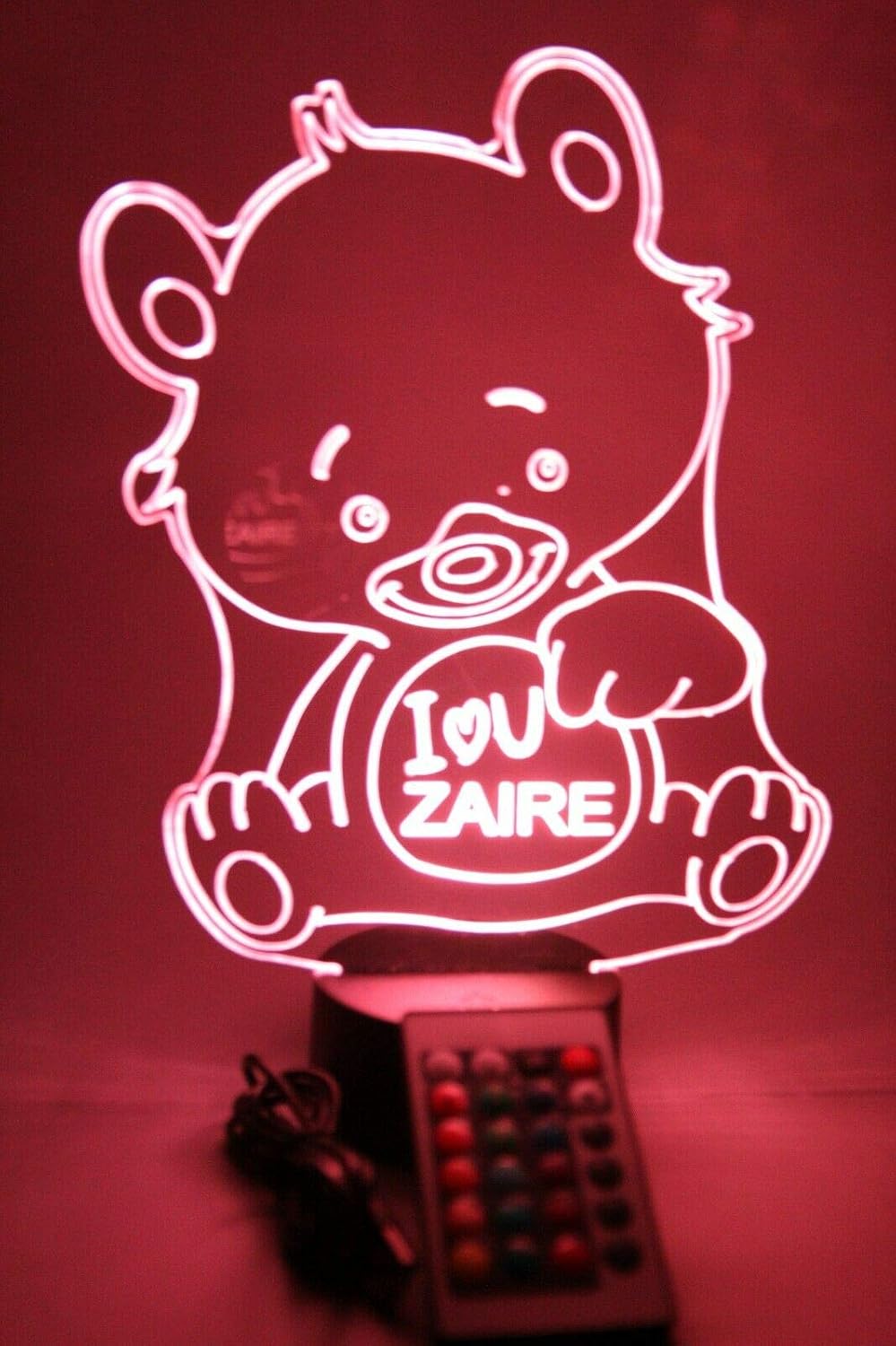 MIRROR MANIA I Love You Bear Light Up Lamp LED Customized I Heart U Teddy Bear Night Lamp, Light Up Loved One's Life - It's Wow, with Remote 16 Colors, Free Engraved, Great Christmas Birthday Gift