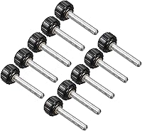 Vista 18 de Perillas de sujeción moleteadas, rosca macho M4 x 0.394 in, cabeza de 0.630 in, pomos de plástico termoestable para tornillo de pulgar negro