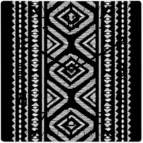 Black Boho Geometric Wooden Wall Clock Silent Non Ticking, Vintage Southwestern Stripes Square Wall Clocks Battery Operated, Decor Clock for Home