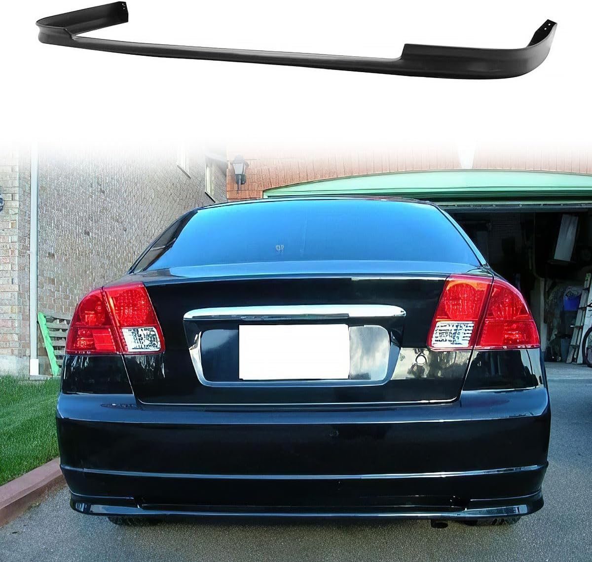 Rear Bumper Lip Compatible with 2001-2003 Honda Civic, Black PP Lower Splitter, Spoiler Air Dam Chin Valance Diffuser