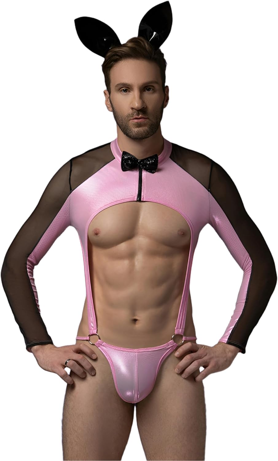 Mens Cosplay Costume Tuxedo Sexy Lingerie Set Role Play Rabbit Man Uniform Gay Bar Nightclub Outfit