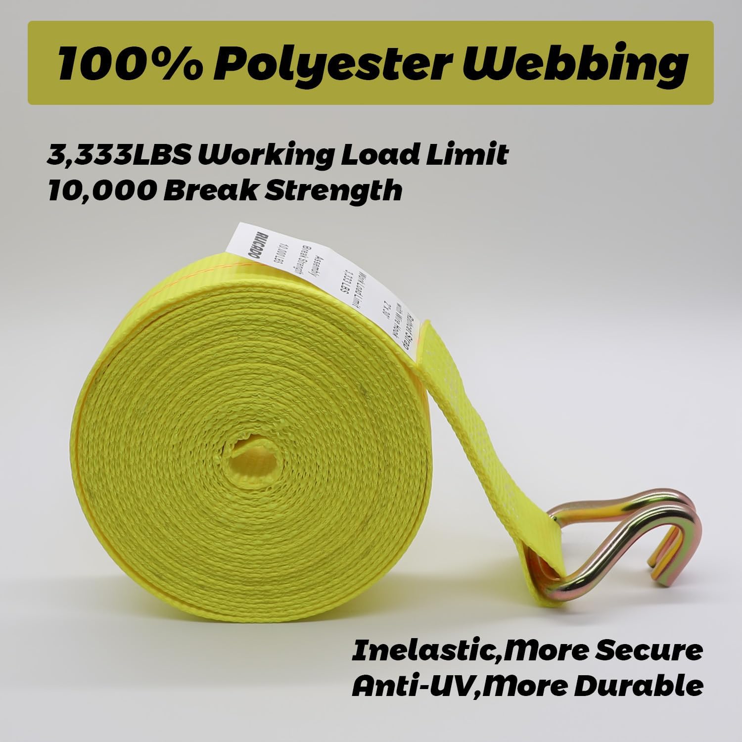2 Inch x 30 Ft Ratchet Straps Heavy Duty 4 Pack, 10,000 lbs Breaking Strength, Tie Down Straps Ratchet with Double J Hooks, Cargo Ratchet Straps for Trailer, Truck, ATV, Cargo, Yellow