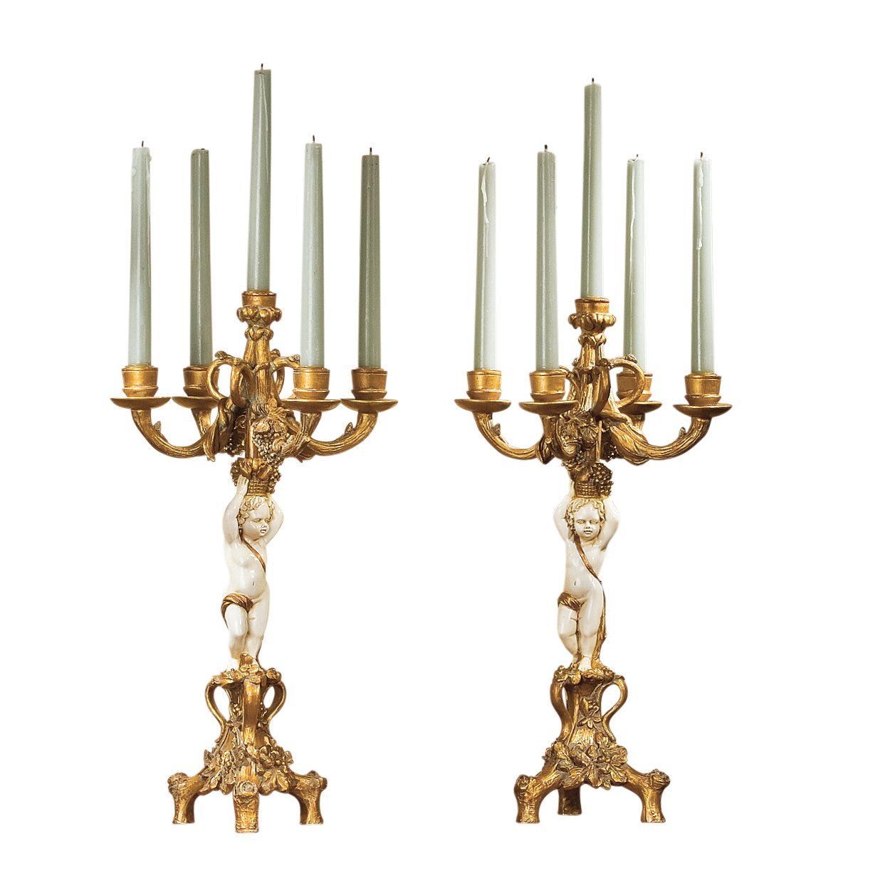 Design Toscano Candélabre la récolte du chérubin (jeu de 2)