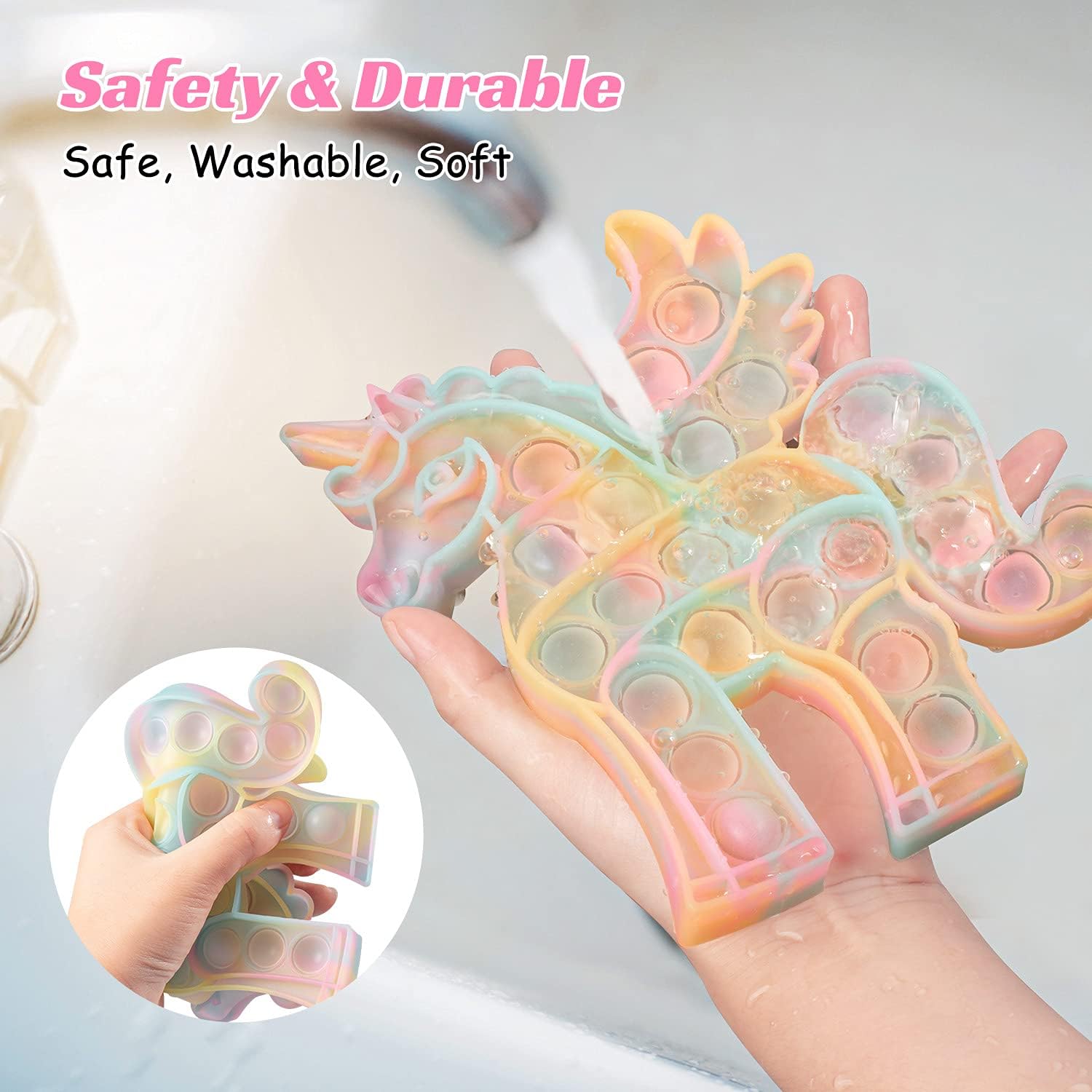 WHATOOK Pop Unicorn it, Fluoresce Glow in The Dark Pop Toy Bubble Poppers Sensory Fidget Toys, Anxiety Stress Relief Silicone Unicorn Toys Gift for Girls,Kids,Adults,ADHD