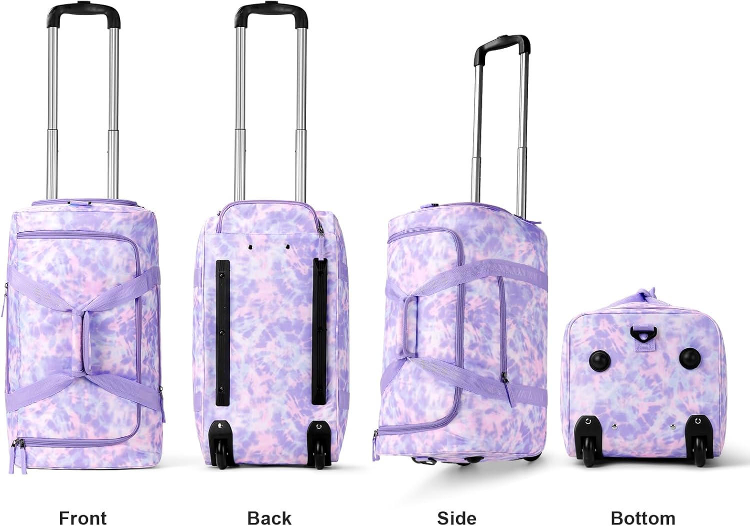 Choco Mocha Girls Suitcase Set with Wheels Kids Rolling Duffle Luggage with Toiletry Bag for Travel 22inch, Tie Dye Purple