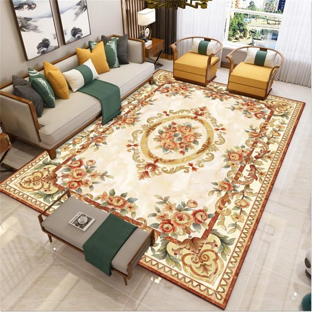 Tapis de salon doux pour réchauffer un sol froid avec design pastel fleuri