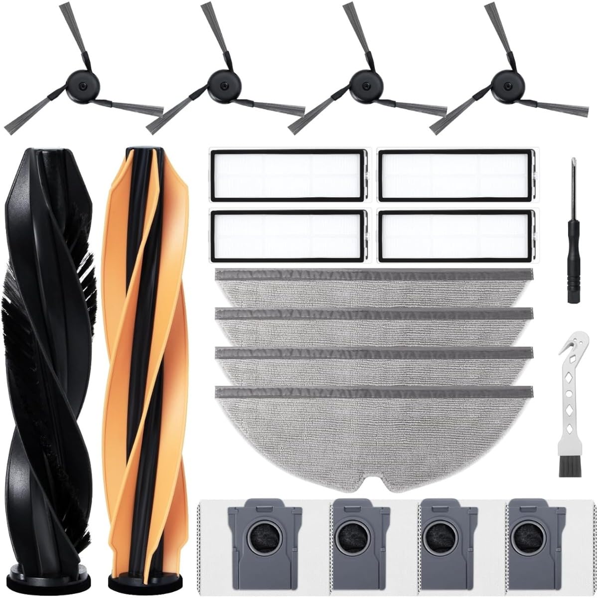 INF Robot Vacuum Cleaner Replacement Parts Kit Compatible with Dreame D20 / D20 Pro Plus - Main Brush, Side Brush, Filter, Mop Cloth and Dust Bag