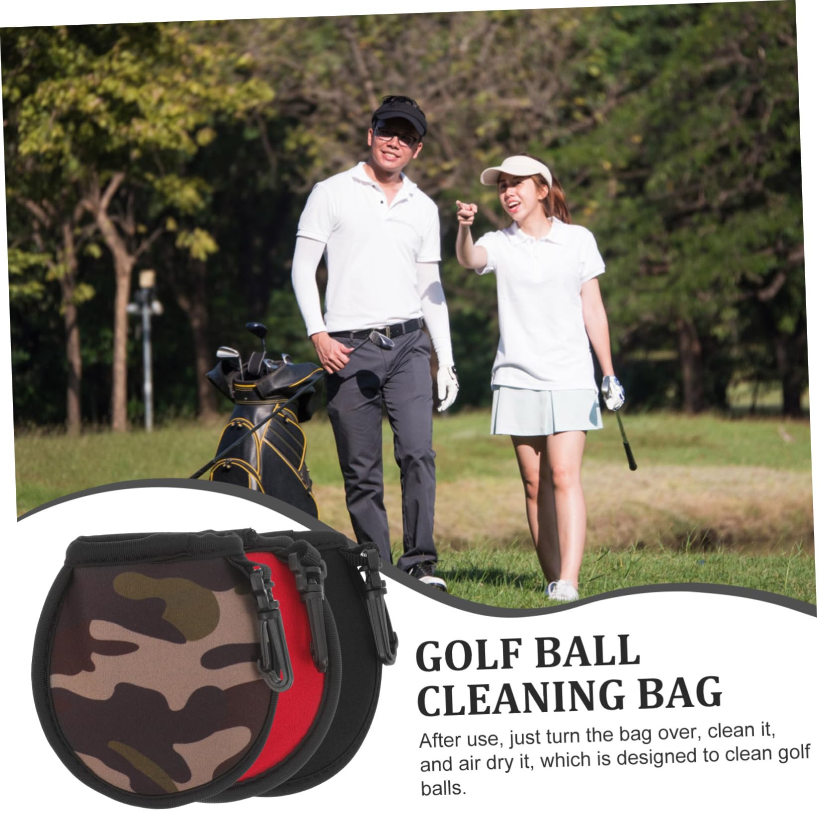 Toddmomy Beutelreinigungsball Sauber Mini Golfreinigungstasche Tragbar Golfwaschanlage Golfballreiniger Kleine Golfwischtasche Golfbedarf Neopren