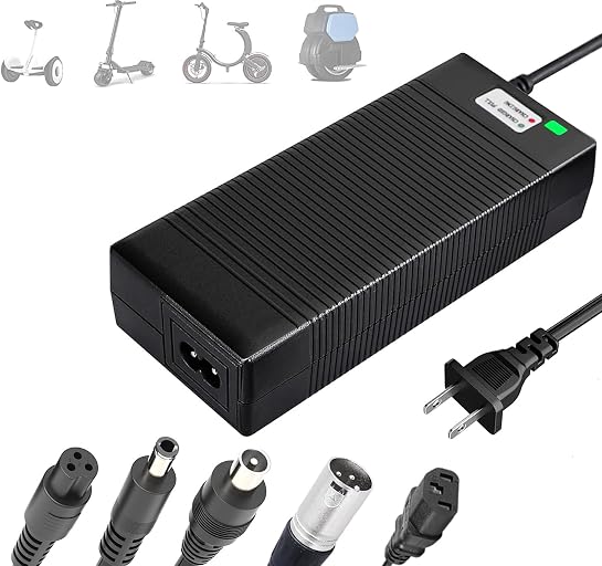 EVAPLUS 5 in 1 Plugs 54.6V Fast Charger, Universal for 48V 13S Lithium Batteries, Pinkind 48V Li-ion Battery Charger Replacement for Razor, Jetson, Voyage, Gotrax, Ninebot,Segway, Hiboy