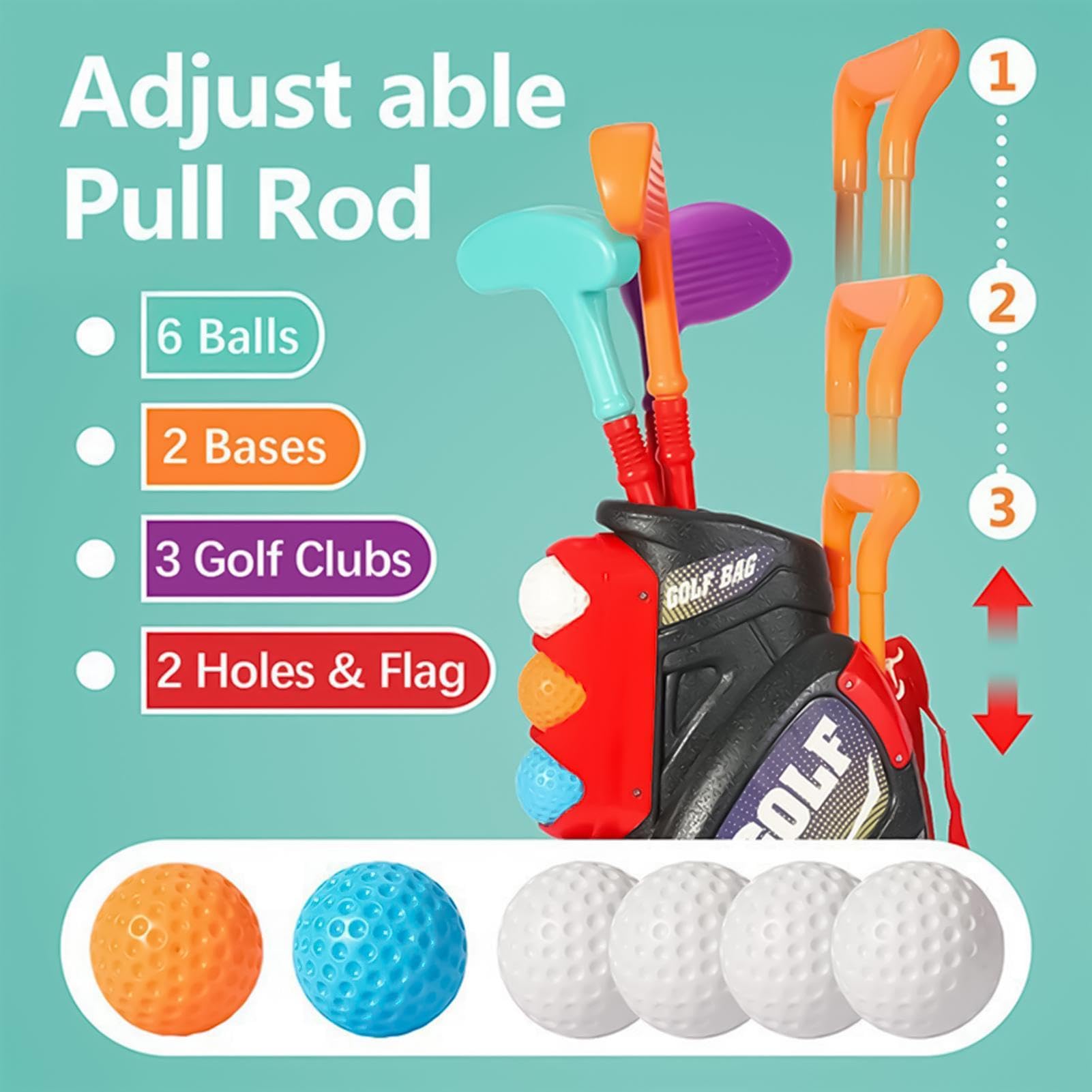 Palos de Golf para Niños 3-5 juguete deportivo de entrenamiento de