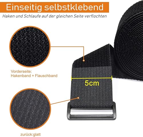 Miniatura 2 de Correas de cable ajustables de 16 x 2 pulgadas con 12 hebillas, longitud de corte libre, bridas de sujeción reutilizables negras, correa de