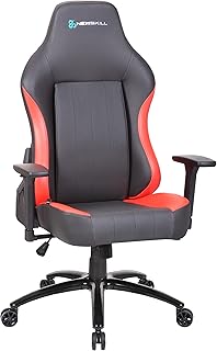 Newskill Silla Gaming Profesional de Escritorio Akeron, Cuero PU Transpirable, Altura Ajustable, Reclinable 180º, Gas Pistón Clase 4, Reposabrazos Ajustables 3D, Cojín Lumbar y Cervical, Roja