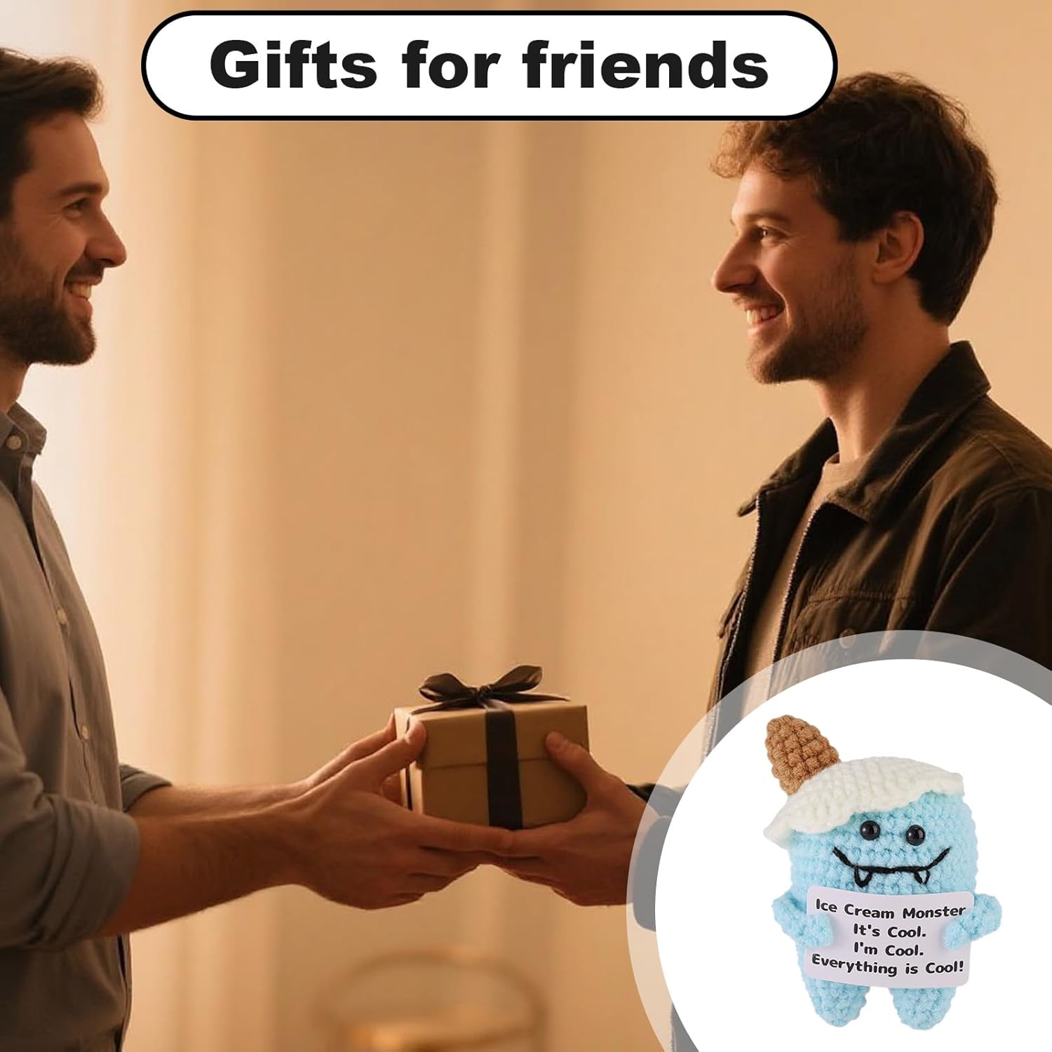 Monster, Cute Handmade Crochet Doll with Encouraging Cards Inspirational Emotional Plush Positive Support Gifts for Men Women - Image 7