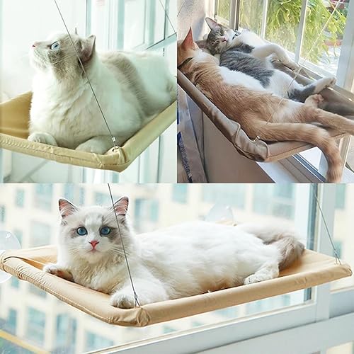 Miniatura 4 de Hamaca para ventana para gatos, cama soleada de seguridad para gatos con ventosas duraderas y resistentes, asiento de ventana soleada para gatos de