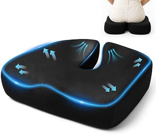 Sitzkissen Orthopädisch, Ergonomisches Sitzkissen mit Memory-Schaum für Bürostuhl, Auto und Rollstuhl, rutschfeste Sitzauflage mit Abnehmbarem Bezug (Schwarz, 36x40cm)