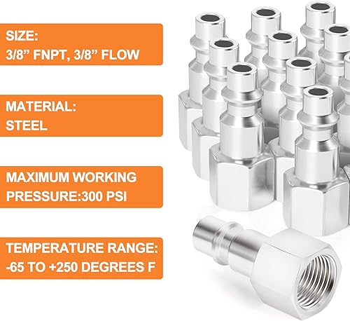 Vista 48 de GASHER 10PCS 1/2-Inch NPT hembra Industrial Air Tool Fitting, 1/2 pulgada de alto flujo neumáticos presión máxima de trabajo 300PSI