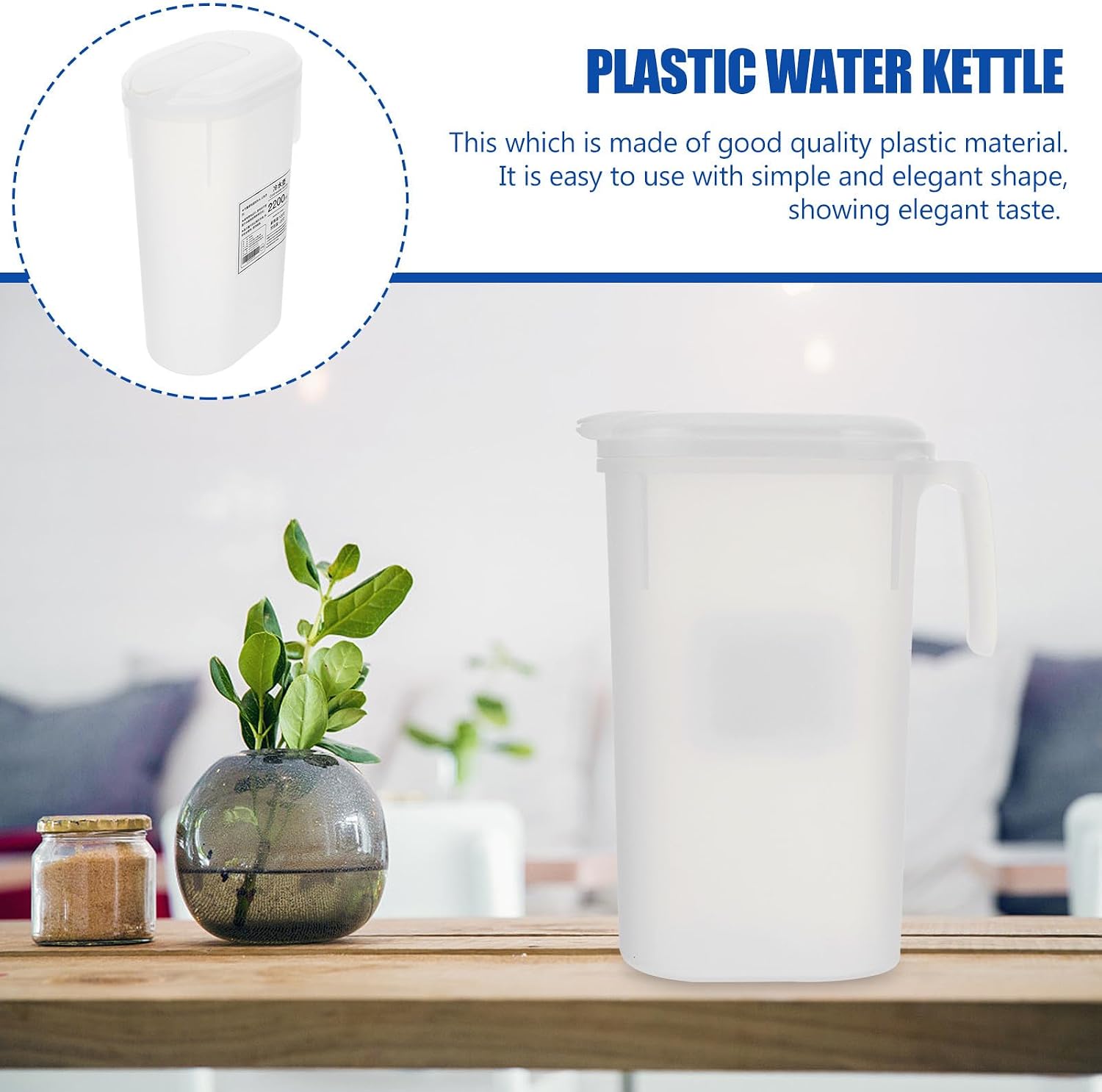 Plastic Cold Water Jug with Lid, Large Capacity Pouring Spout