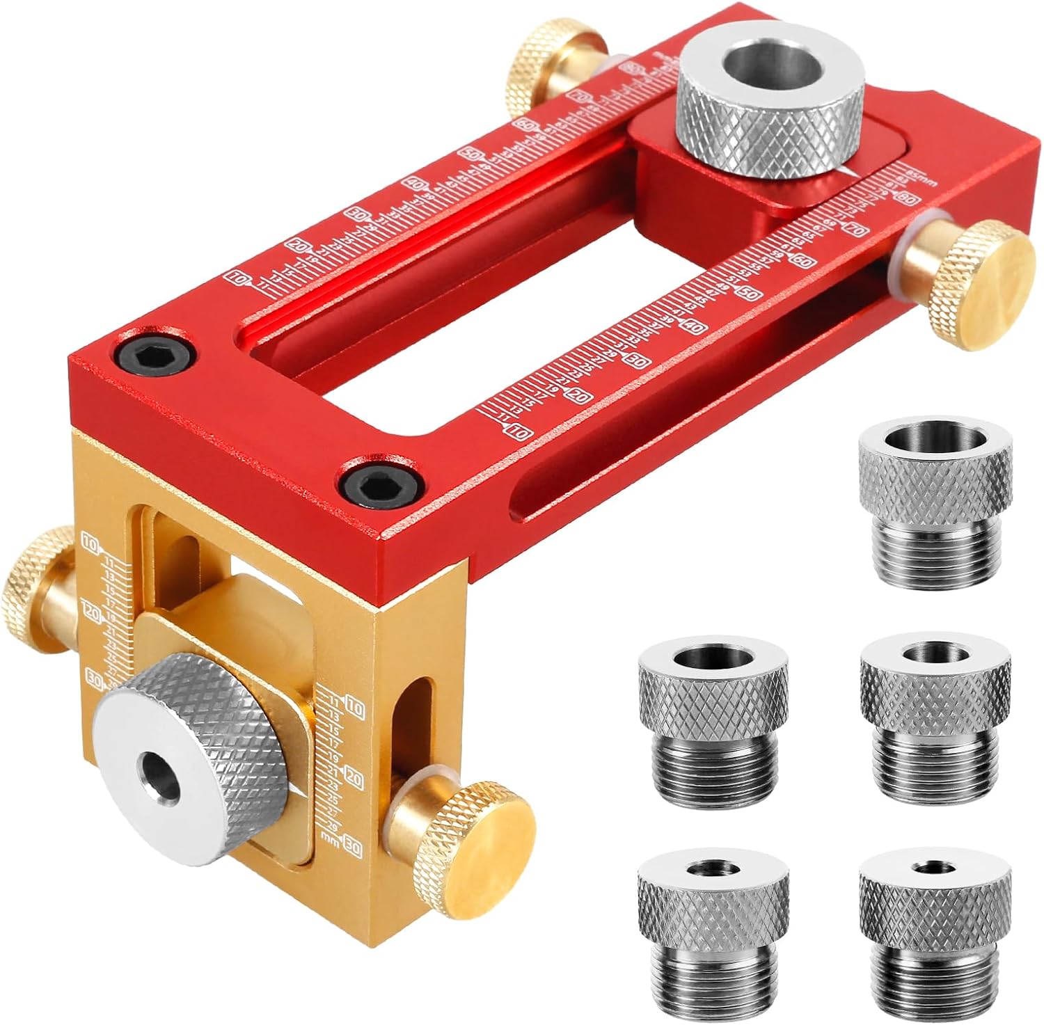Dübel-Jig Bohrschablone Selbstzentrierend - 6 Buchsen Für Präzise Holzbohrungen