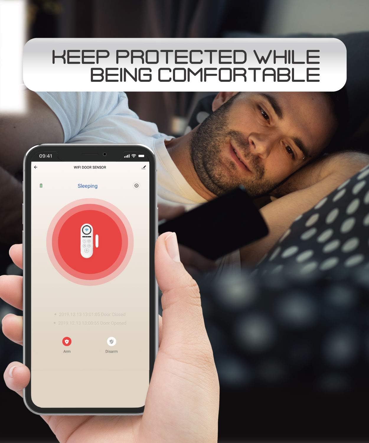 BRAUMM WiFi Door and Window Smart Sensor Alarm, Manual and APP Control Wireless Security System with Push Notification, Universal Installation - Battery Operated