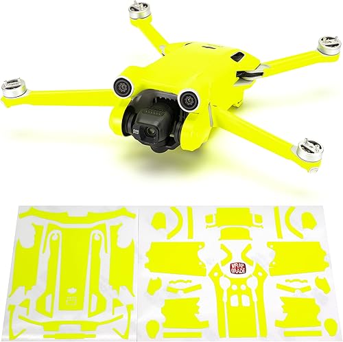 WRAPGRADE Adhesivos de piel compatibles con DJI Mini 3 Pro  Unidad principal (amarillo neón)