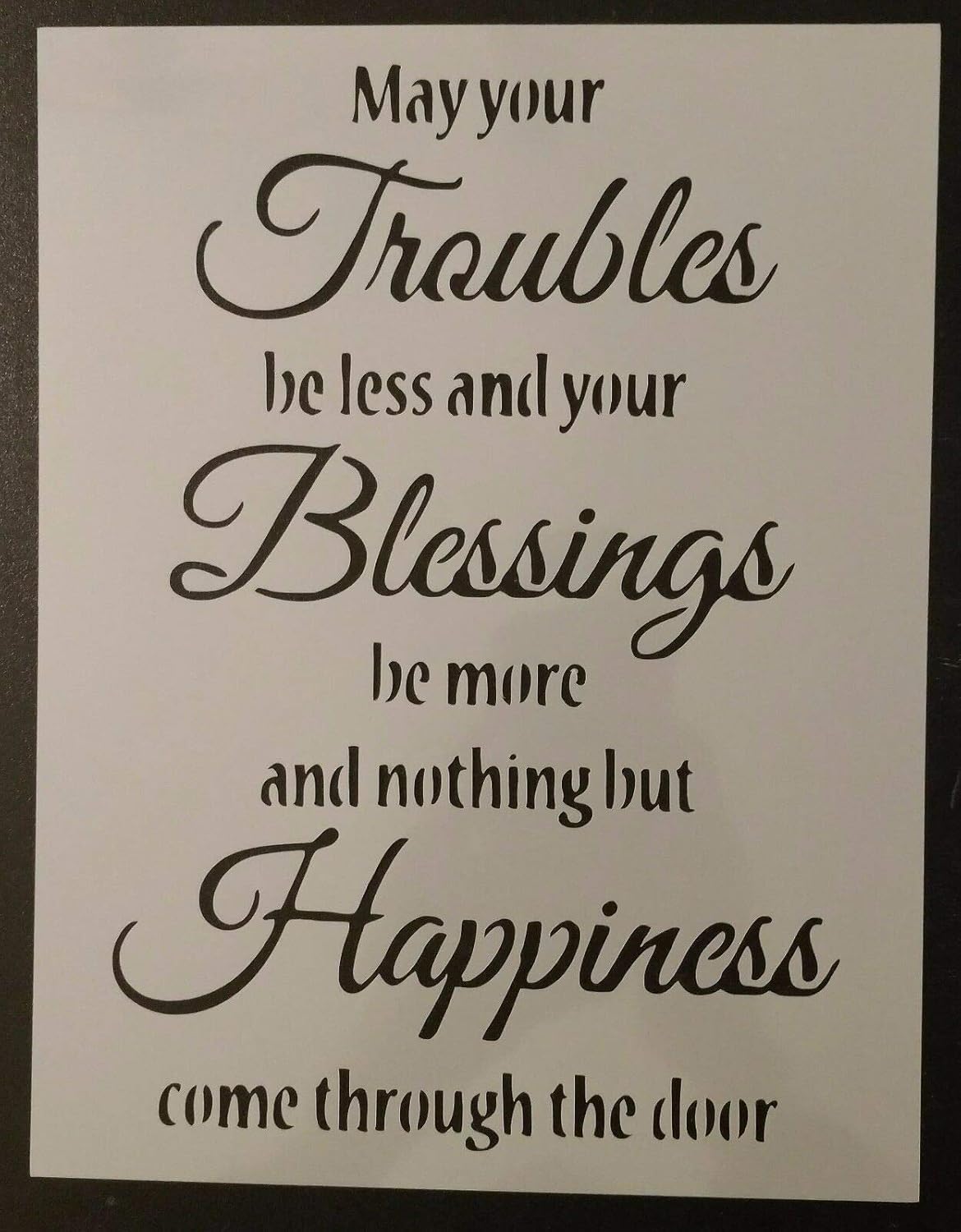 Reusable Sturdy Stencil Irish Blessing Blessings Happiness 8.5" x 11" Cut Stencil Sheet (not Paper) Arts and Crafts Material Scrapbooking for Airbrush Painting Drawing