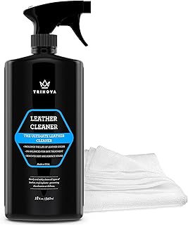 TriNova Leather Cleaner for Couch, Car Interior, Bags, Jackets, Saddles. Safe for use in Home or Car, Microfiber Included ...