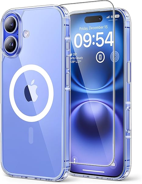 TAURI Voor iPhone 14 Pro Case 6.1 met Screen Protector, Compatibel met MagSafe, Militaire-Kwaliteit, [Niet-Vergelende] Magnetische Cover Hoesje - Mattezwart