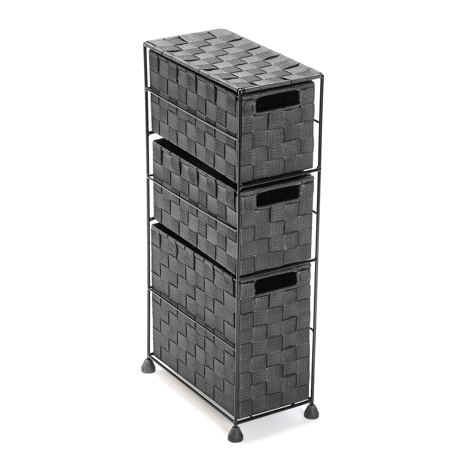 Versa Mannheim Mueble para el Baño Auxiliar, Cajonera con 3 cajones para organizar, Almacenaje Moderno y Divertido, Medidas (Al x L x An) 57 x 28 x 15,5 cm, Metal y Nylon, Color Gris Claro
