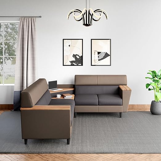 GODREJ INTERIO Vertex 5Seater Fabric + Synthetic Leather LShaped Sofa