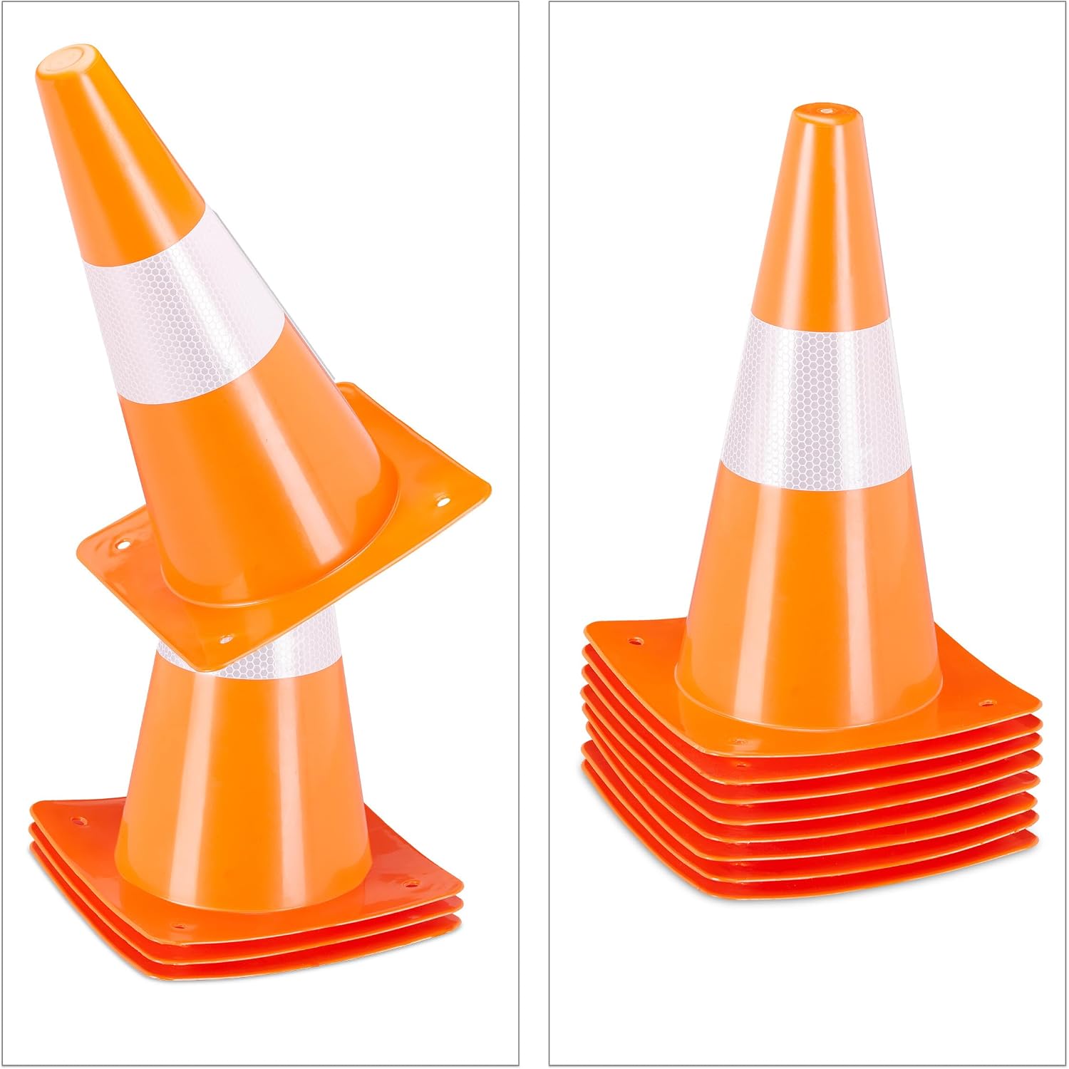 Relaxdays Safety Cones, Set of 12, Football, Dog Training, Marking Traffic, 31 cm, Sports, Fitness, Reflective, Orange, 31 x 18.5 x 18.5 cm