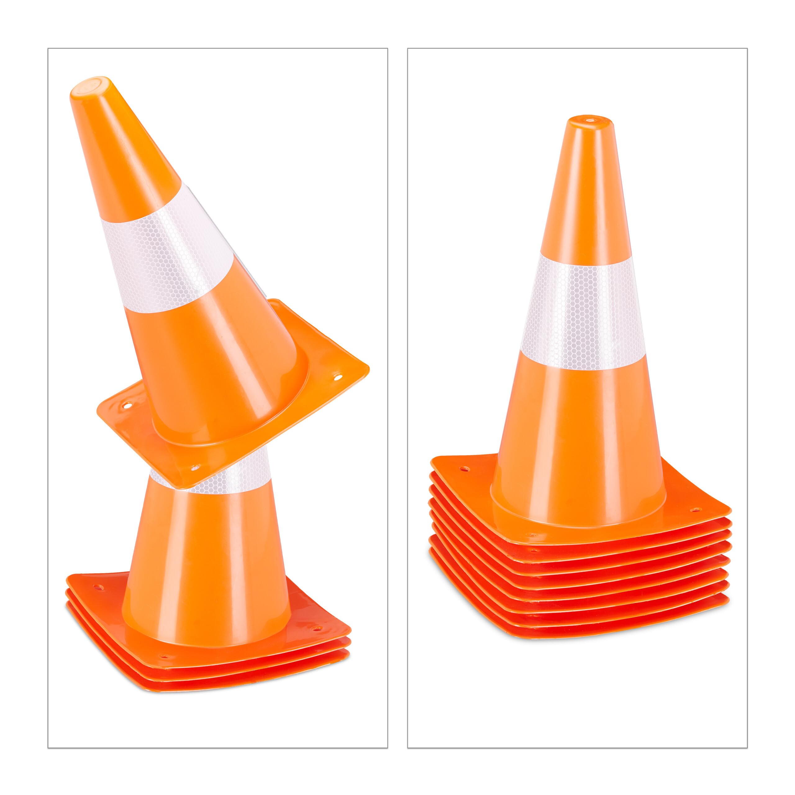 Relaxdays Cône de signalisation, lot 12, Bande réfléchissante, Football, Hauteur : 31 cm, Orange et Blanc