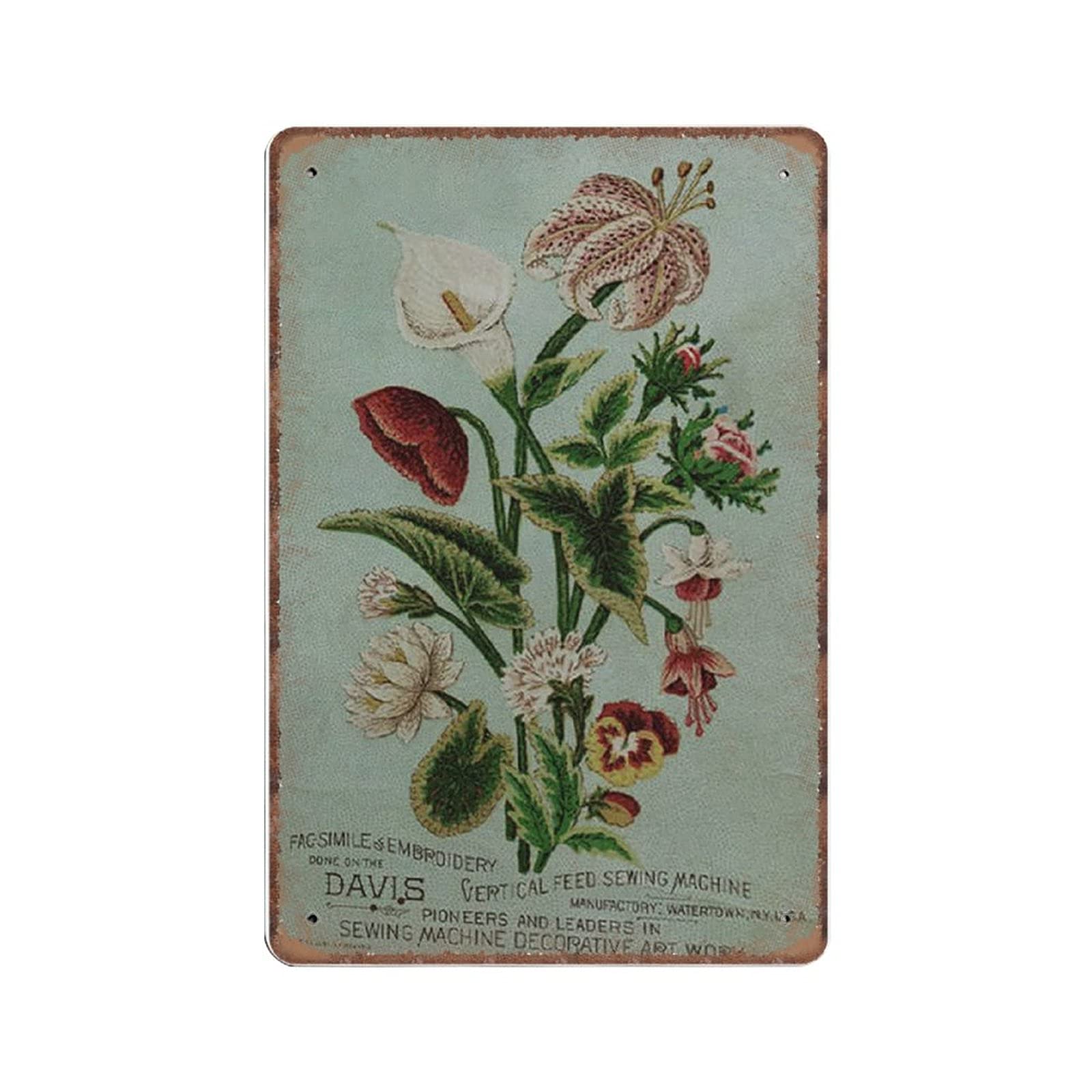 rayprint Flowers Vintage Advertising Enamel Tin Signs Wall Plaque Retro Funny Metal Sign Vintage Poster Wall Art for Kitchen Garden Bathroom Farm Home Coffee Decor Tin Sign, 20x30 cm