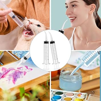 5 PCS 12ml Oral Irrigator Syringes with Curved Tip - Dental Irrigation Kit for Tonsil Stone Removal, Oral Care, Lab Use & Small Pet Feeding