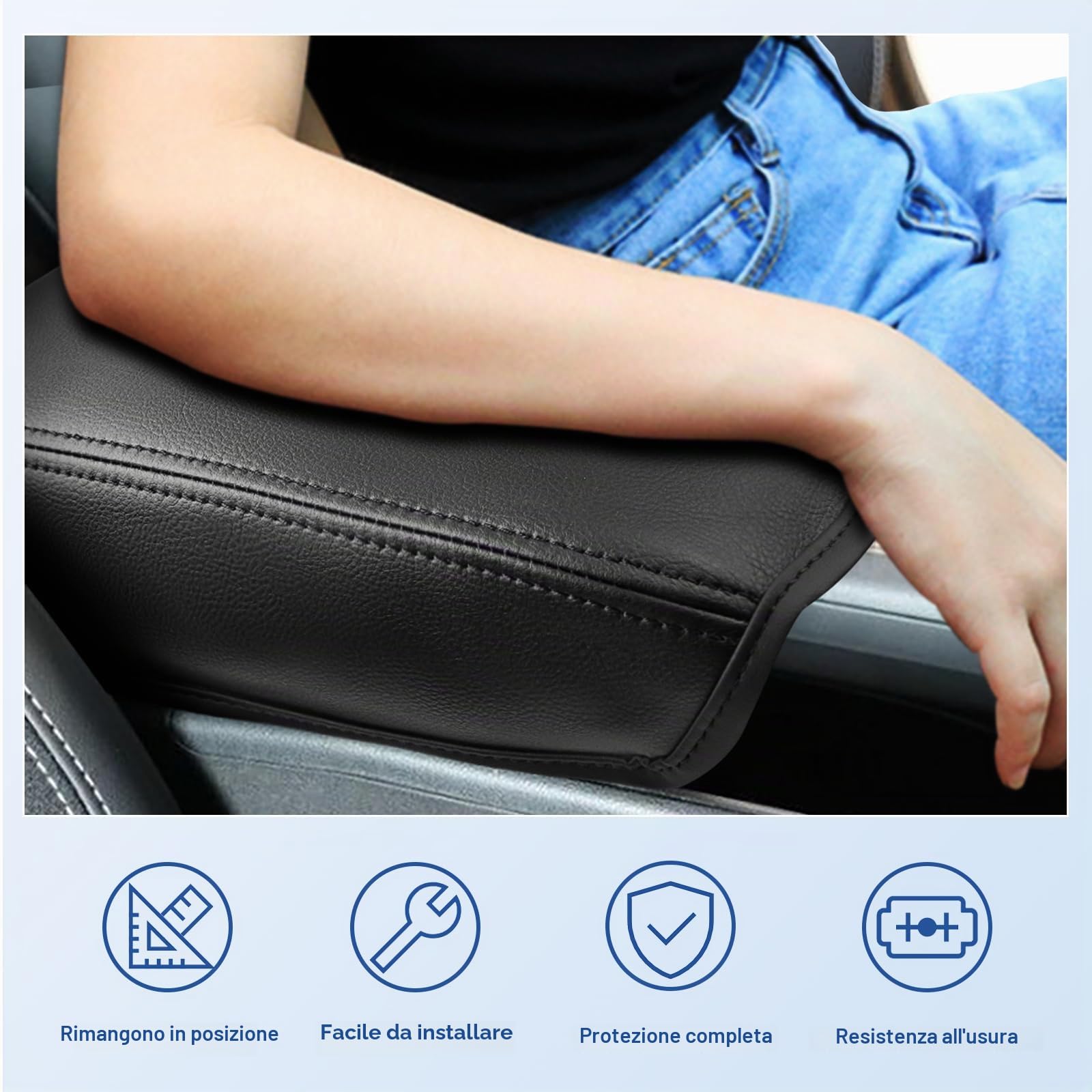 CDEFG Compatibile con Jeep Avenger 2023-2025 Copertura per Bracciolo Coperchio di Protezione della Scatola Console Centrale Guscio del bracciolo della indossabile Antigraffio Avenger Accessori (Nero)