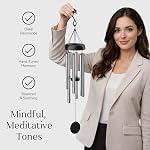 Serene Harmony 32-Inch Deep Tone Wind Chimes, Matte Black & Silver Memorial Chimes for Outside, Weather Resistant Aluminum Decor for Garden, Patio, and Porch